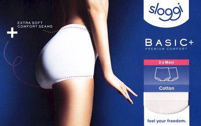 2 Slip Frau sloggi Maxi Baumwolle Elastisch Basic Premium Komfort Extra Komfort