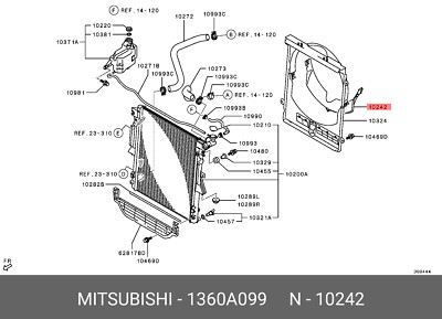 Genuine OE CoverRadiator Under 1360A099 for Mitsubishi 1360