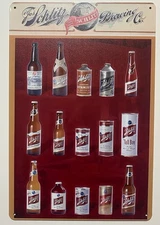 Schlitz Beer - Malt Liquor Metal Sign - Evolution Of Cans Bottles - Milwaukee
