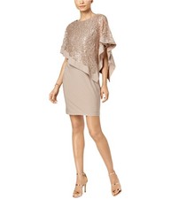 R & M Richards Womens Sequin Sheath Dress, Beige, Petite, 8P