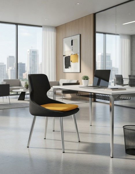 Schlichter BüRosessel Schwarz Mit Ergonomischer RüCkenlehne Und StabilitäT-image