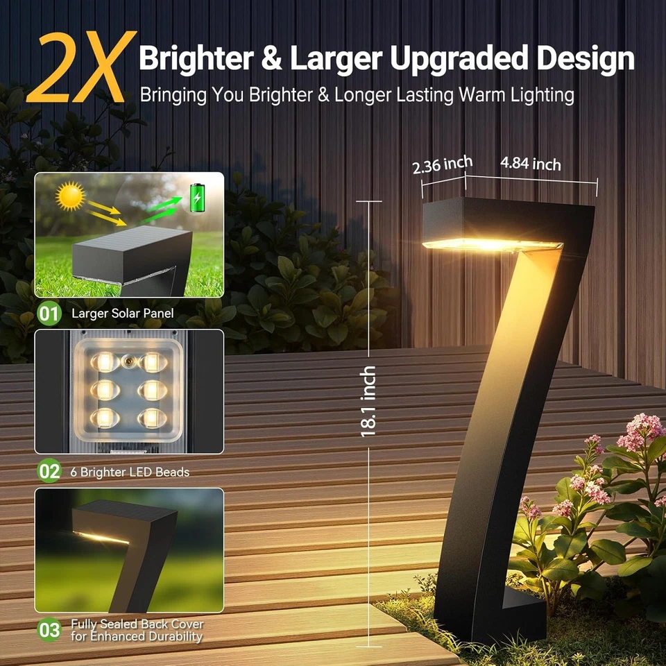 4 Pack Solar Garden Lights Outdoor Waterproof Landscape LED Lights Pathway Yard - Image 2 of 4