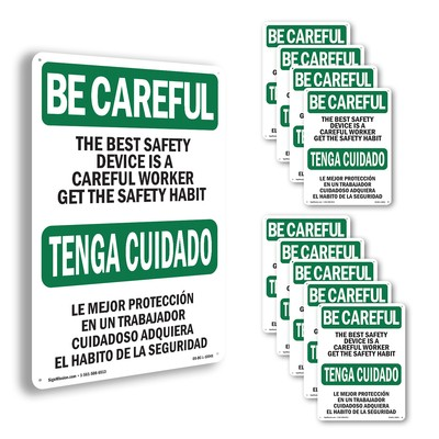 #ad Safety Device Careful Worker Bilingual OSHA Be Careful Sign Decal 5 or 10 Pack $285.99