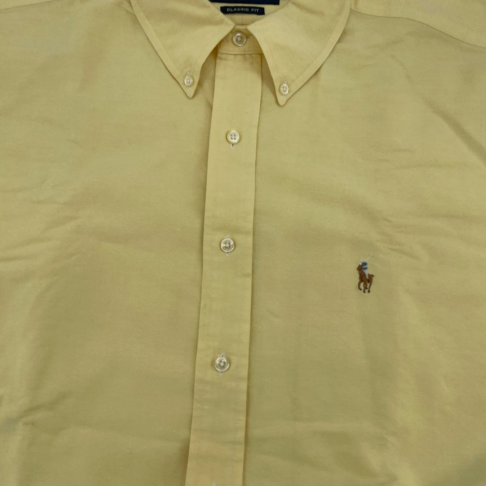 Camisa amarilla Ralph Lauren calce clásico para hombre 17 34/35 con conjunto de corbata Brooks Brothers Foto 3 de 4