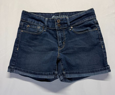 Denizen From Levi's Shorts Womens 4 Blue Dark Wash Denim Stretch Logo Cuffed Hem