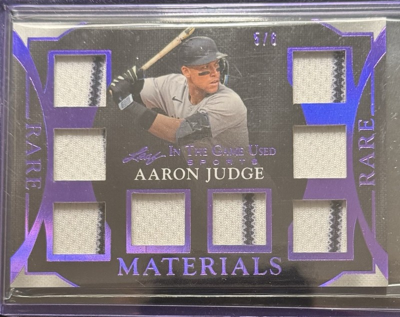 Aaron Judge 2025 Leaf “ In The Game” Purple 5/6 8 Relic Patch Memorabilia Rare!