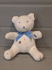Ralph Lauren Baby Bear Plush Logo All Over Print White Blue Stuffed Animal Toy