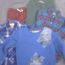 Mini Boden Hanna Andersson Boys 6-7 Owl Sweatshirt Plaid Shirts Pants 5 PC
