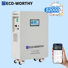 ECO-WORTHY 16.07kWh 48V 314AH LiFePO4 Battery Vertical Standing Solar Backup UPS