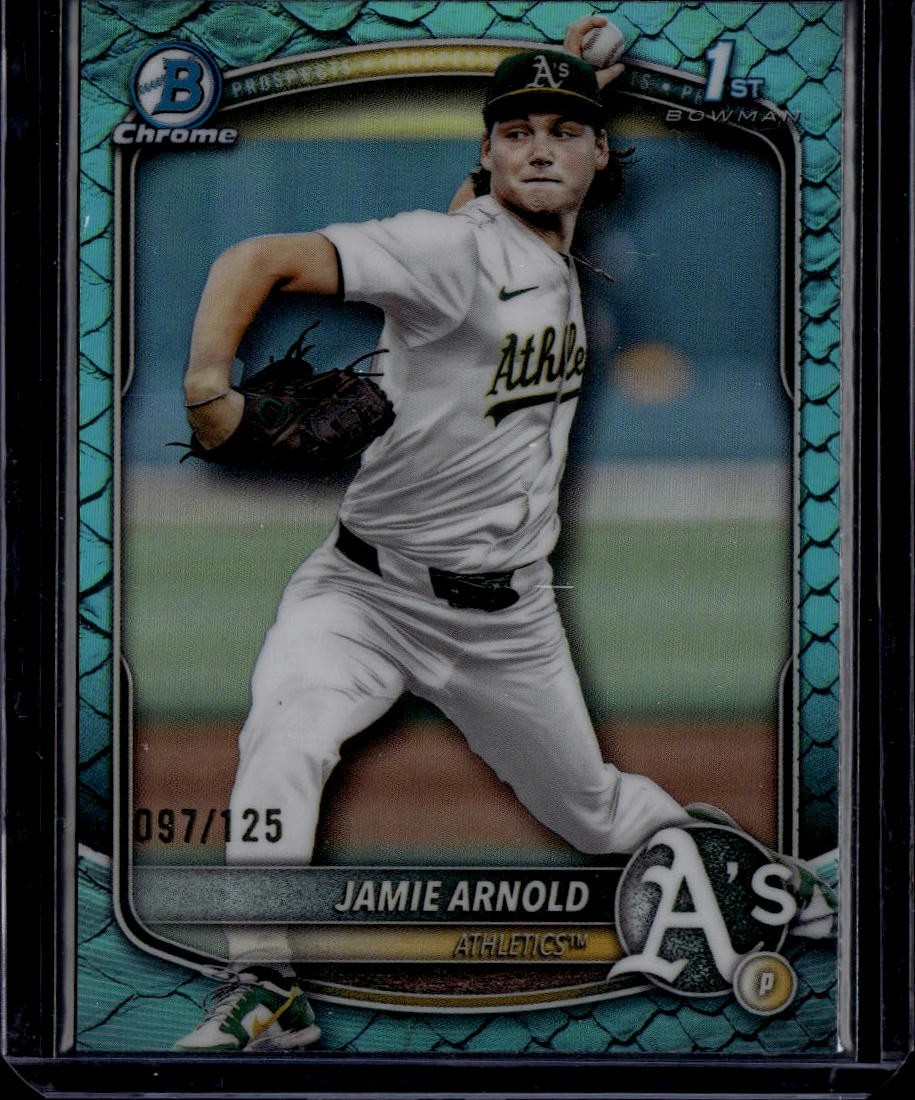 2025 Bowman Draft #BDC-30 Jamie Arnold Chrome Aqua Reptilian Refractor #/125