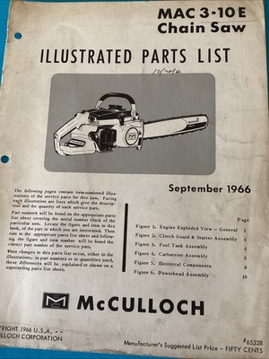 Mcculloch Mac 3-10E  Chainsaw Illustrated Parts List  Folder 2