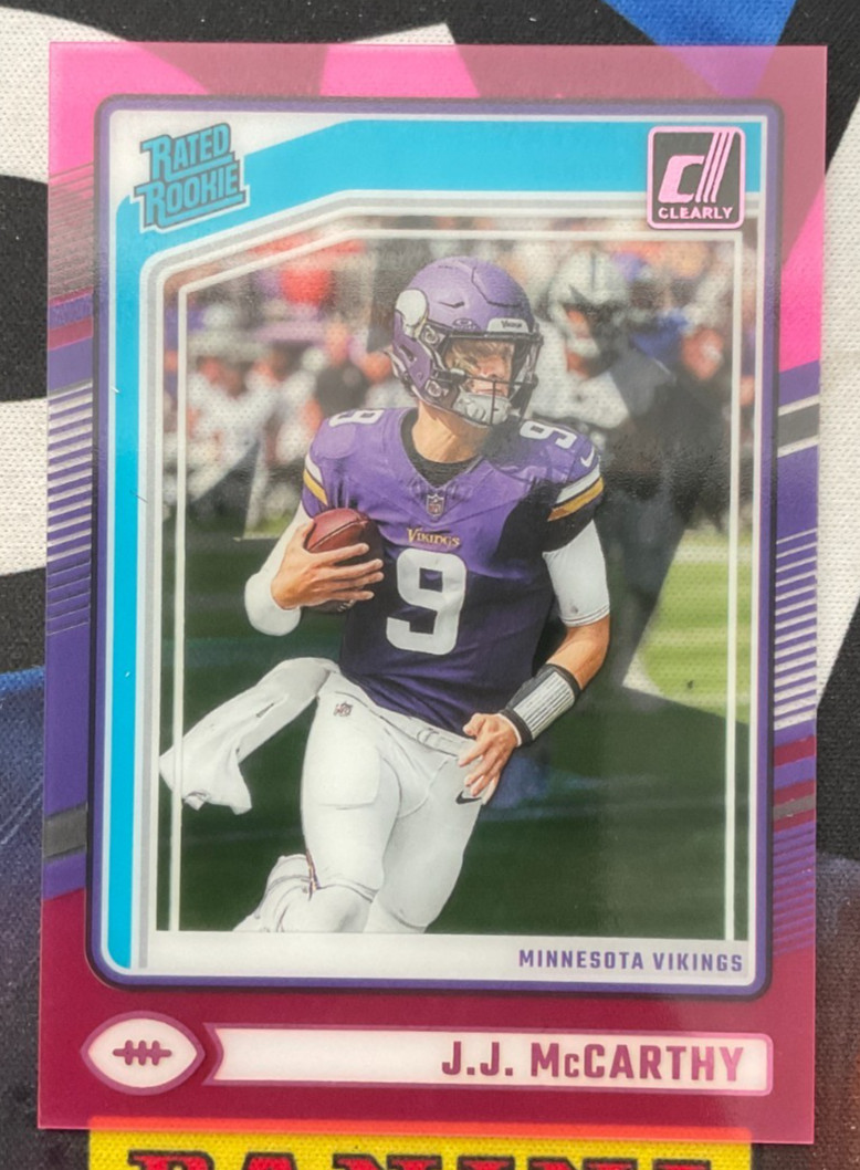 2024 Panini Clearly Donruss Football #61 J.J. McCarthy Rookie Pink (JR)