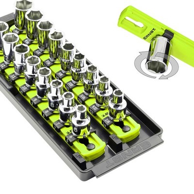 8-Inch Socket Boss, 2-Rail Socket Tray, HI-VIZ 3/8'' Drive Twist-Lock Organize...