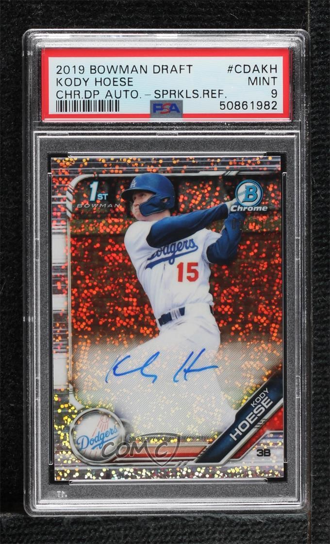 2019 Bowman Draft Chrome Pick Sparkles Refractor 1/71 Kody Hoese PSA 9 Auto 02le
