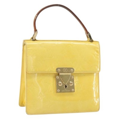 LOUIS VUITTON Monogram Vernis Spring Street Bag Lime Yellow M91068 Auth BA10357