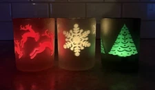 3 Perfect Christmas Dancing Tealight Holders Reindeer Snowflake Christmas Tree