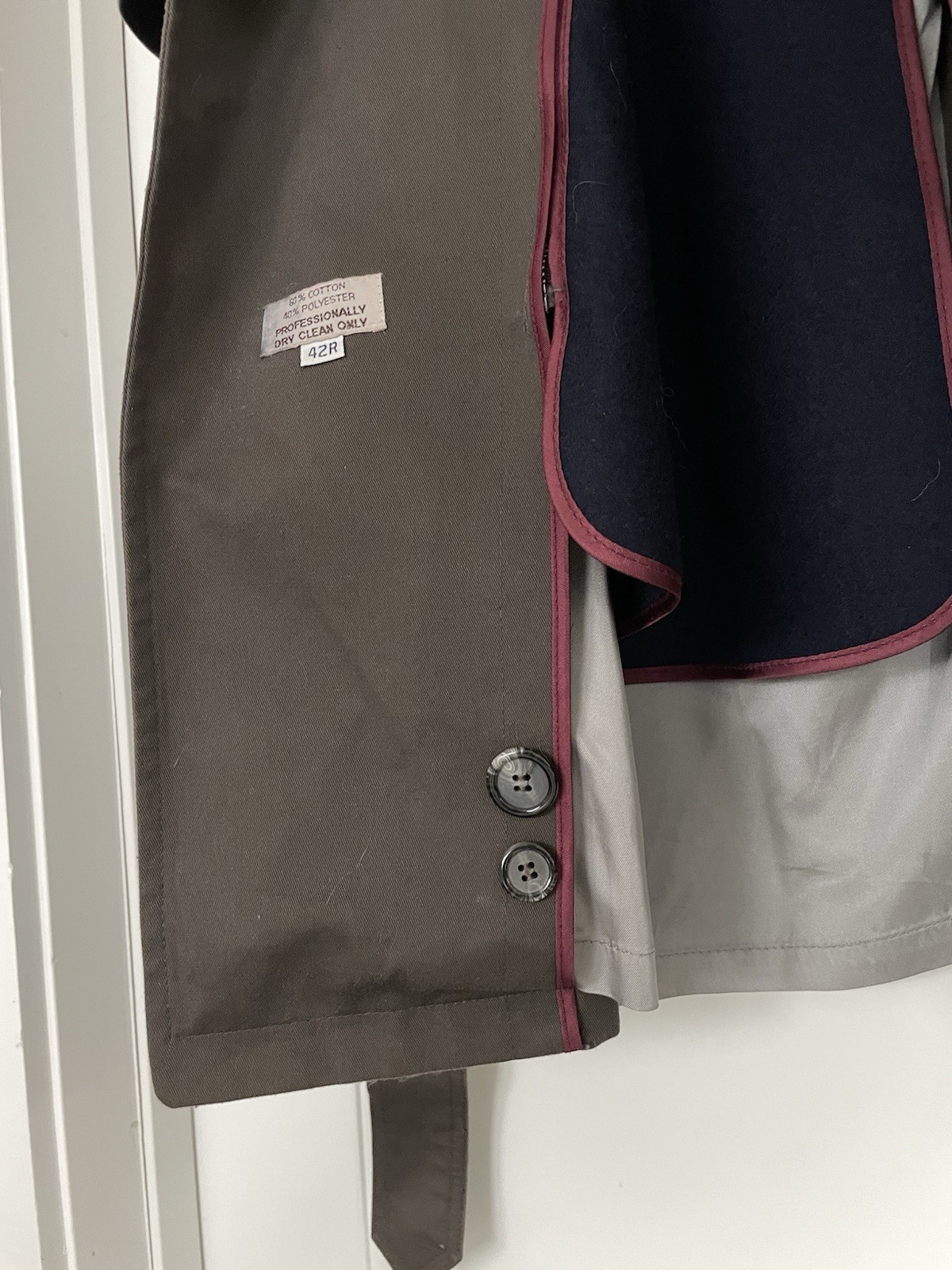 Christian Dior Men's Vintage Trench Coat 42R Classic Monsieur Wool Tan Khaki EUC thumbnail 9