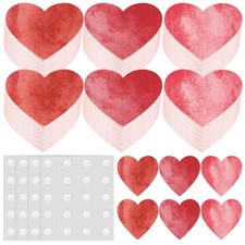 90 PCS Paper Heart Cutouts Valentine Red Shaped Board Watercolor Confetti