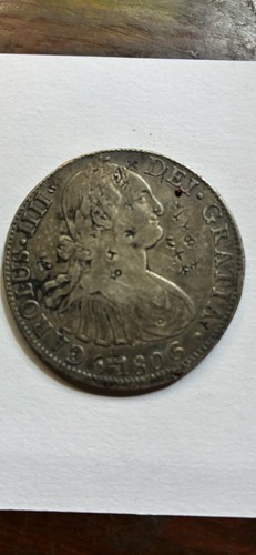 Silver 8 Reales Coin Mexico City In 1806 Featuring King Charles 1111 Chopmarked