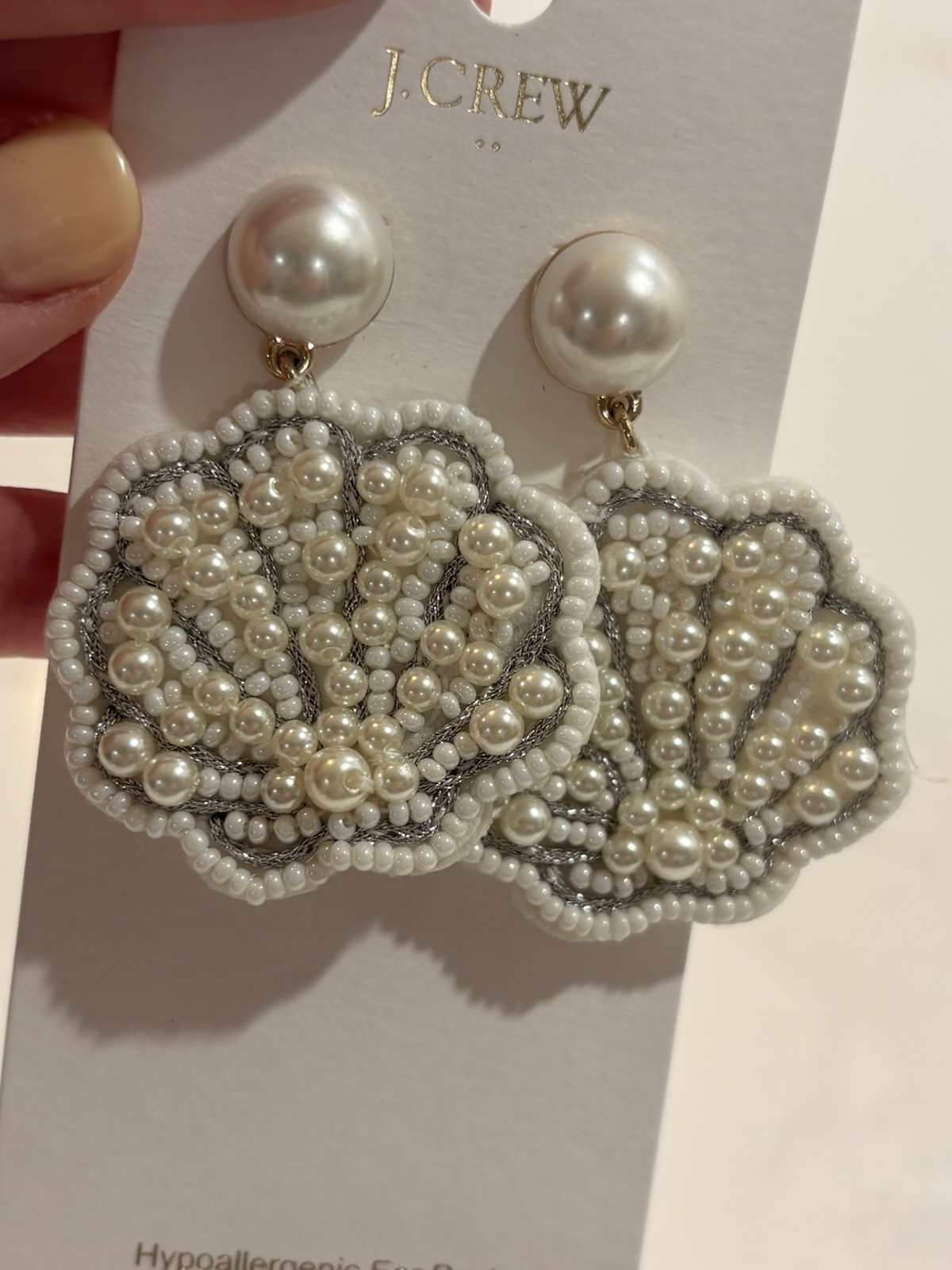 J.Crew Seashell Beaded Statement Hypoallergenic P… - image 1