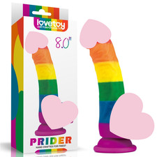 Flexibler, Silikon Dildo in den Farben der Pride Flagge, Durchmesser 20,5 cm