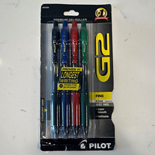 Pilot G2 Gel Roller Pens Fine 0.7mm Assorted Ink Colors 4-Pack
