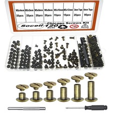 120Sets Chicago Screws Kit,6 Sizes Chicago Screws for Leather,Binding Screws ...