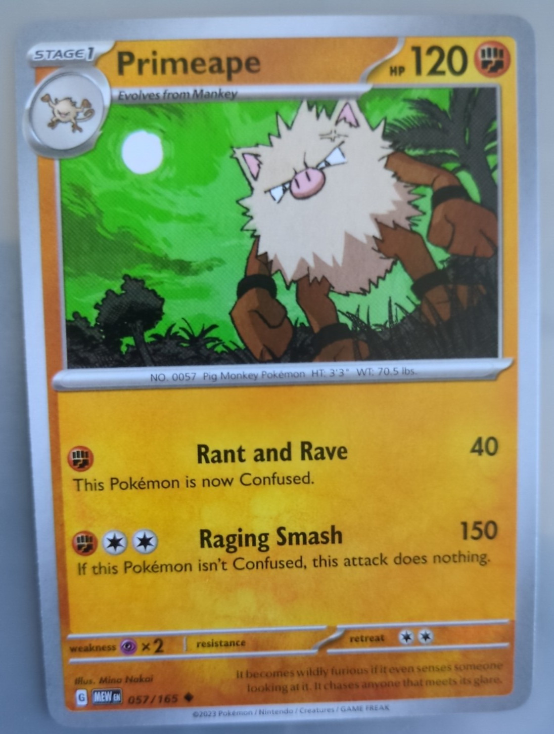 Pokémon TCG Primeape SV03.5 151 057/165 Uncommon Near Mint