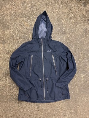 Jack Wolfskin TEXAPORE Jacket Women's Size M Navy Blue Hooded Waterproof Pockets