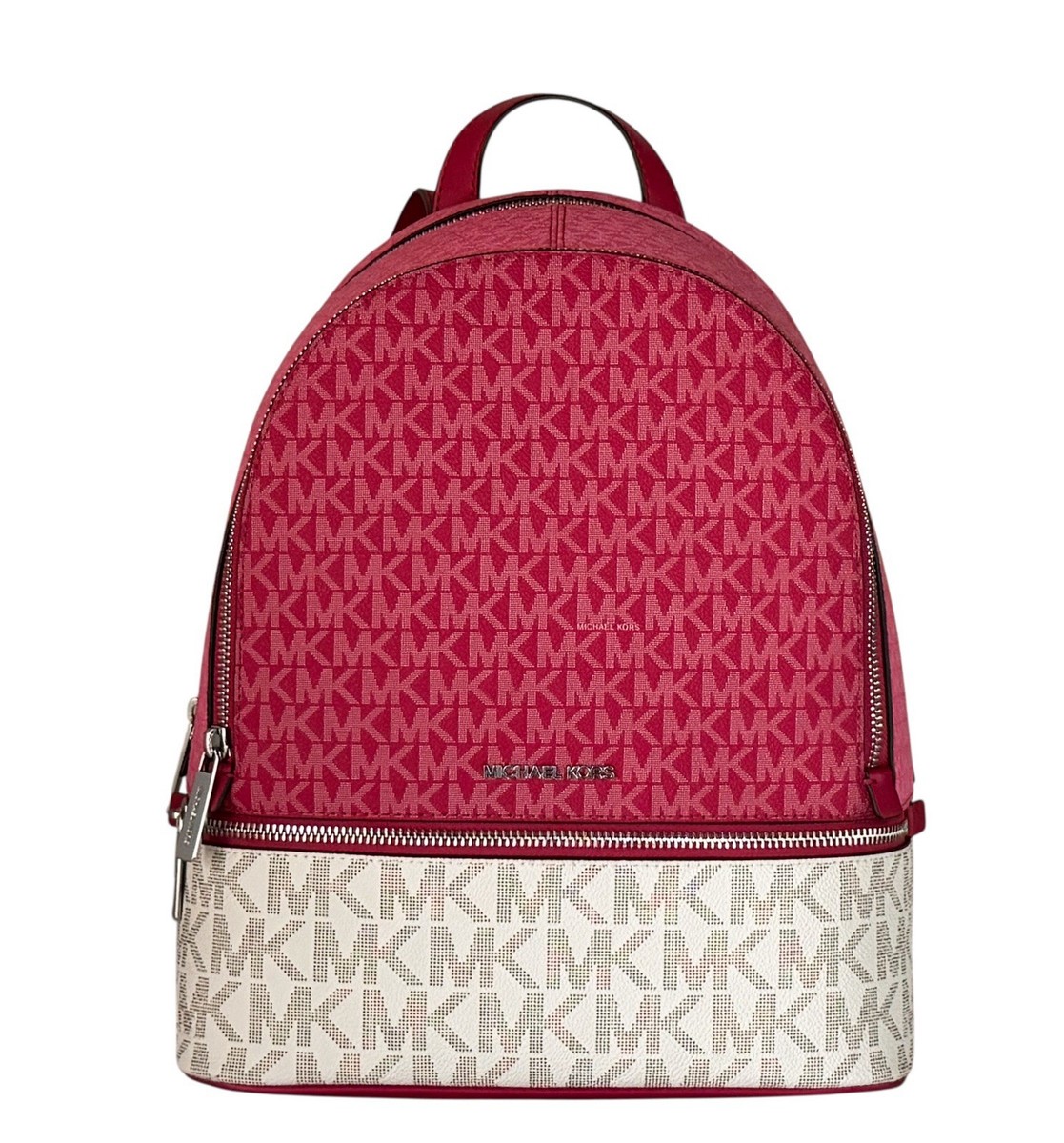 Michael Kors Rhea Medium Backpack Color-Block MK Dark Raspberry