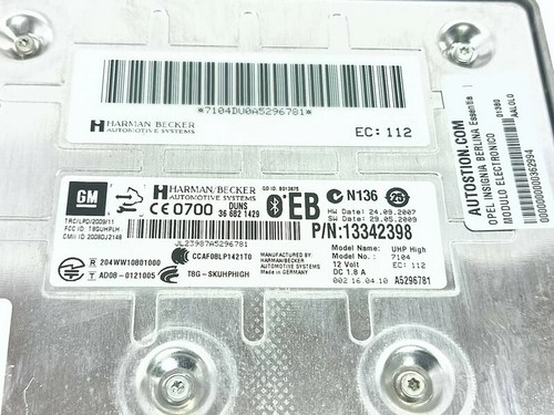 13342398 elektronikmodul OPEL INSIGNIA BERLINA ESSENTIA 2008 362994