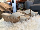 Shoedazzle Women's US 9 Beige Studded Fabric Slide Wedge Sandals Slip-On — photo 4