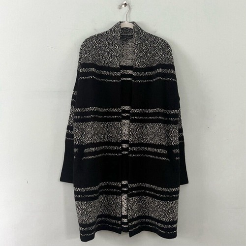 Athleta Wool Cashmere Panorama Point Black Marl Open Front Cardigan Sweater - Picture 2 of 6
