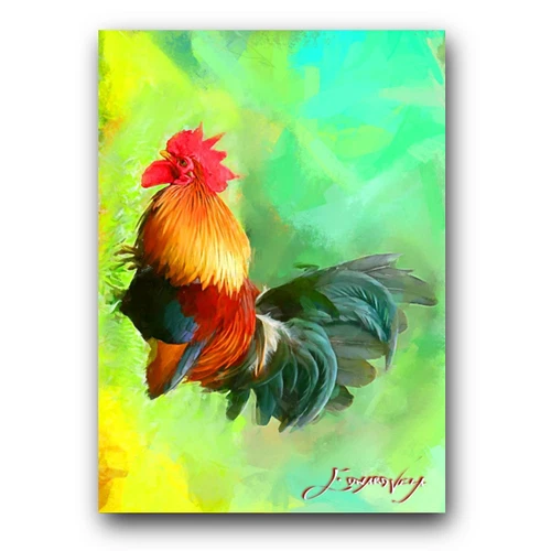 Rooster #2 Art Card Limited 24/50 Edward Vela Signed (Animals Birds)