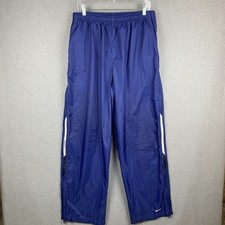 Vintage Nike Windbreaker Track Pants Navy Mini Swoosh Full Zip Baggy Mens XL