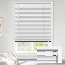 LazBlinds No Tools No Drill Cordless 1" Vinyl Mini Blinds, 100% Blackout Blinds
