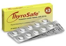 3x Thyrosafe Thyroid Blocking Potassium Iodide Tablets USP 65mg Pack of 60
