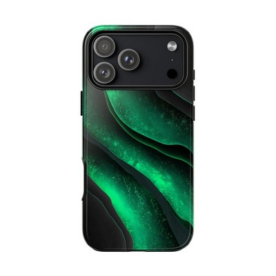 For iPhone, Samsung, Pixel | Phone Ink Case - Green Emerald Enigma Black Wave