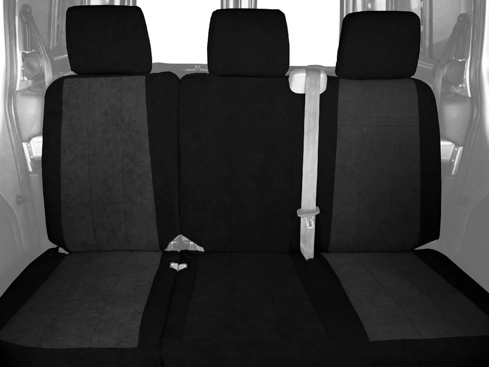 Fundas de asiento de coche CalTrend aptas para Ford F-150 2021-2025 carbón microgamuza personalizadas Foto 2 de 4