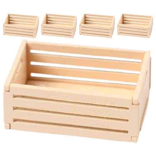 5 Pcs Wooden Storage Basket Dollhouse Kitchen Accessories Mini Decor - Picture 9 of 12
