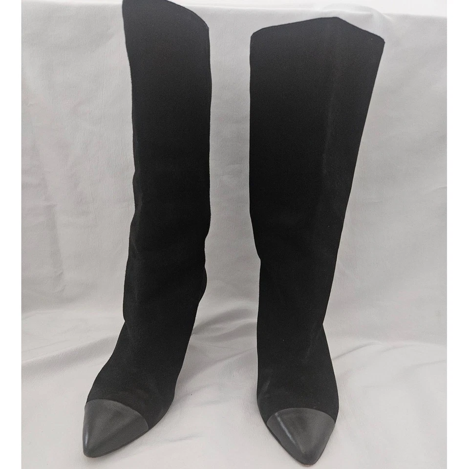 Ann Taylor Black Leather Cap Pointed Toe Mid Calf Heled Boot sz 8M Minimalist - Image 4 of 4