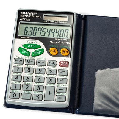 Sharp EL344RB 10-Digit Calculator with Punctuation, Metric Small, Gray/Black
