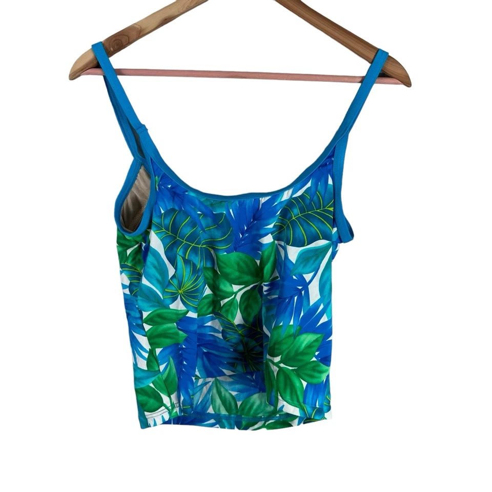 NUEVO CON ETIQUETAS VINTAGE Speedo Swim Mujer 8 Tankini Brillante Tropical Floral Verde Azul Años 90 Foto 3 de 4