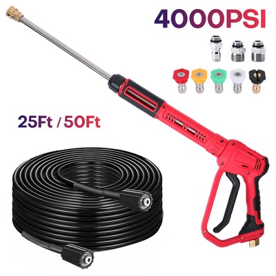High Pressure 4000PSI Car Power Washer Gun Spray Wand Lance Nozzle and Hose Kit