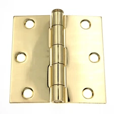 Warwick 3 Pack 3 Inch Door Hinges, Square Corner, Polished Brass DA3011PB