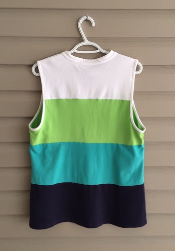 Liz Claiborne Active women's L blue green white color block tank w/ zip pocket - Picture 10 of 12