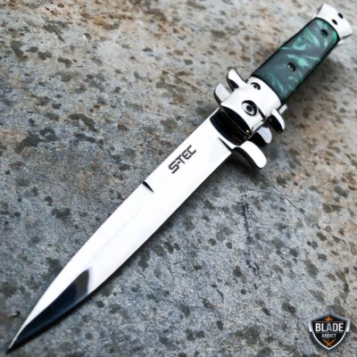 Classic 9'' Italian Milano Spring Assist Open Folding Stiletto Pocket Knife