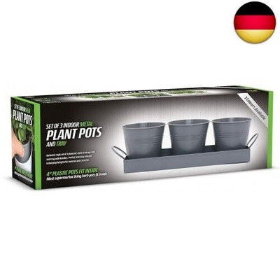 Ckb Ltd 3er Set Metall Pflanztöpfe Für Kräuter – Mit Abtropfschale, 11,5x10 Cm, Für Fensterbank & Küche