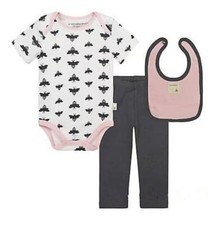 Burts Bee Baby Bodysuit Pant  Snap Bib  100 Organic Cotton  12M / 18M / 24M