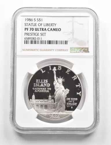 PF70UCAM 1986-S Statue Of Liberty Commemorative Silver $1 Prestige Set NGC *9836